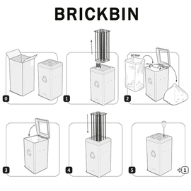 Bechersammler BrickBin schwarz quadratisch 65 ltr | 350 mm x 350 mm H 700 mm Produktbild 2 S