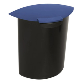 Ovaler Einsatz, 6 Liter, schwarz mit blauem Deckel, für runden 18-l-Papierkorb, 290 x 160 x H 315 mm Produktbild