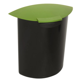 Ovaler Einsatz, 6 Liter, schwarz mit grünem Deckel, für runden 18-l-Papierkorb, 290 x 160 x H 315 mm Produktbild