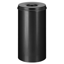 Papierkorb 50 ltr Metall schwarz Einwurföffnung feuerlöschend Ø 335 mm  H 630 mm Produktbild