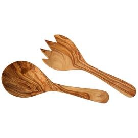 Salatbesteck rustical 2er-Set Holz braun  L 260 mm Produktbild