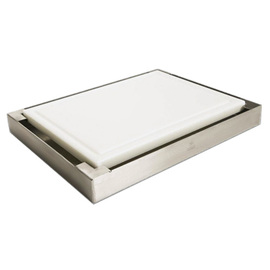 Aufschneidebrett PE  • weiß mit Saftrille | 550 mm  x 350 mm  H 50 mm Produktbild 0 L