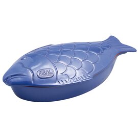 Fischkochtopf LINEA GOURMET 3,4 ltr Ton mit Deckel türkis fischförmig 410 mm  x 250 mm  H 120 mm Produktbild