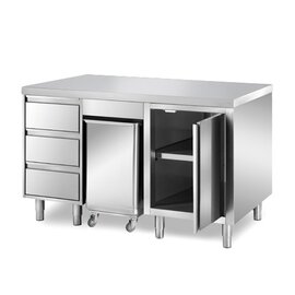 Schranktisch | 1500 mm x 700 mm H 870 mm mit Zutatenbehälter mit 3 Schubladen mit 1 Flügeltür Produktbild