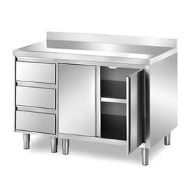 Schranktisch | 1500 mm x 700 mm H 870 mm mit 2 Flügeltüren | Aufkantung Produktbild