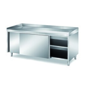 Bäckereitisch 2600 mm  x 900 mm  H 850 mm mit Schiebetüren | Aufkantung Edelstahl Produktbild