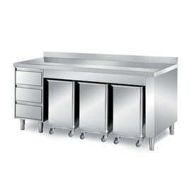 Schranktisch | 2000 mm x 700 mm H 870 mm mit 3 Zutatenbehälter mit 3 Schubladen | Aufkantung Produktbild
