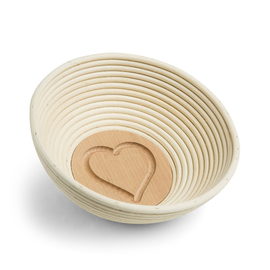 Brotform rund mit Holzboden Herz Brotgewicht 500 g Ø 180 mm Produktbild
