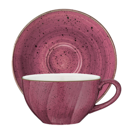 Milchkaffeetasse 350 ml mit Untertasse AURA BLACKBERRY Rita Porzellan mit Dekor lila gemasert Produktbild