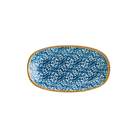 Platte 150 mm x 90 mm LUPIN Gourmet Porzellan Dekor floral blau oval Produktbild