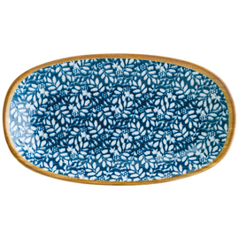 Platte 335 mm x 195 mm LUPIN Gourmet Porzellan Dekor floral blau oval Produktbild