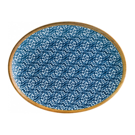 Platte 310 mm x 240 mm LUPIN Moove Porzellan Dekor floral blau oval Produktbild