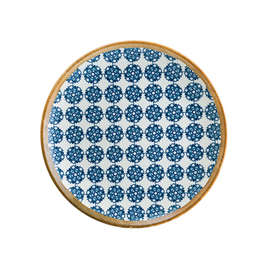 Teller flach Ø 190 mm LOTUS Gourmet Porzellan mit Dekor floral weiß | blau Produktbild