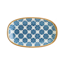 Platte 238 mm x 142 mm oval LOTUS Gourmet Porzellan Dekor floral weiß | blau Produktbild