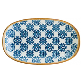 Platte 335 mm x 195 mm oval LOTUS Gourmet Porzellan Dekor floral weiß | blau Produktbild