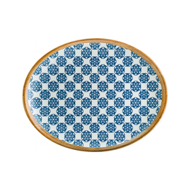Platte 250 mm x 190 mm oval LOTUS Moove Porzellan Dekor floral weiß | blau Produktbild