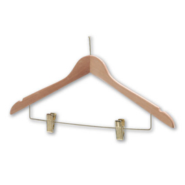 Kleiderbügel Holz Messing  | Sicherheitsaufhängung | Clips Produktbild