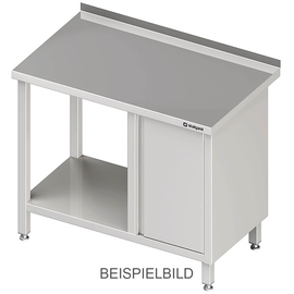 Arbeitstisch mit Grundboden, 1800x600x850 mm, mit Fl&uuml;gelt&uuml;rschrank links, mit Aufkantung, verschwei&szlig;t Produktbild
