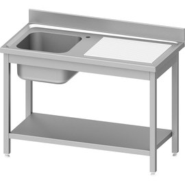 Sp&uuml;ltisch ECO ST 61 Abtropffl&auml;che rechts | gerillt | 1 Becken | 1400 mm x 600 mm H 850 mm | Selbstmontage Produktbild