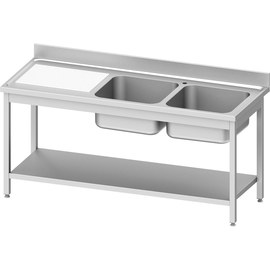 Sp&uuml;ltisch ECO ST 63 Abtropffl&auml;che links | gerillt | 2 Becken | 1400 mm x 600 mm H 850 mm | Selbstmontage Produktbild