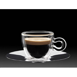 Espressoglas 65 ml THERMIC GLASS doppelwandig mit Edelstahl-Untertasse Produktbild 1 S