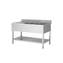 Spültisch links | gerillt | 2 Becken | 1400 mm x 700 mm H 950 mm | Selbstmontage Produktbild