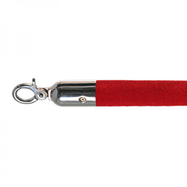 Absperrkordel rot Samtoptik | Beschlägefarbe silberfarben | glänzend L 1,57 m Produktbild
