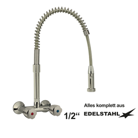 Geschirrbrause CLASSIC Edelstahl Wandarmatur Zweigriffmischer Zweiloch Produktbild