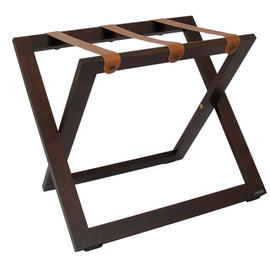 Kofferbock Holz walnussfarben | Lederbänder braun | 575 mm x 390 mm H 465 mm Produktbild