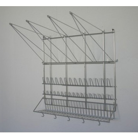 Gerätehalter UNIVERSAL Edelstahl 500 mm x 500 mm inkl. 5 Haken | 1 Ablage | passend für 4 Spritzbeutel | 31 Tüllen Produktbild