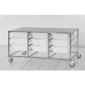 Zutatenwagen Edelstahl mit 9 Kunststoffbehältern | 1430 mm x 640 mm H 760 mm Produktbild