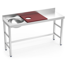 Vorbereitungstisch | Gemüseputztisch | Becken links | Arbeitsplatte rot L 1500 mm Produktbild