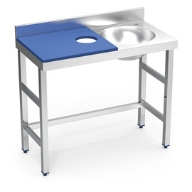 Vorbereitungstisch | Gemüseputztisch | Becken rechts | Arbeitsplatte blau L 1000 mm Produktbild
