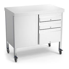 Servicestation aus Edelstahl fahrbar | 1000 mm x 600 mm H 930 mm Produktbild