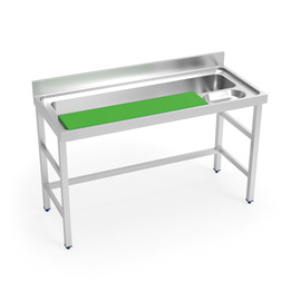 Vorbereitungstisch | Gemüseputztisch | Becken hinten | 1400 mm x 600 mm H 850 mm Produktbild