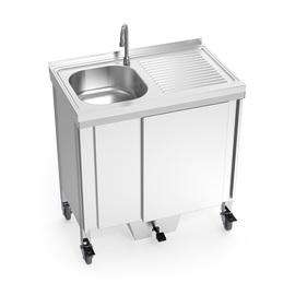Mobiler Spültisch mit 1 Becken | Abtropffläche rechts | 800 mm x 500 mm H 850 mm Produktbild