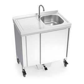 Mobiler Spültisch mit 1 Becken | Abtropffläche links | 800 mm x 500 mm H 850 mm Produktbild