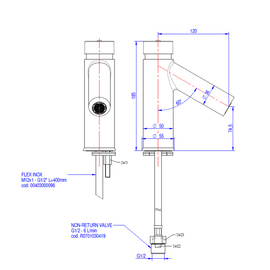 Waschtischarmatur Premium selbstschließend Ausladung 120 mm H 185 mm Produktbild 1 S