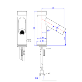 Waschtischbatterie Premium selbstschließend Ausladung 120 mm H 185 mm Produktbild 1 S