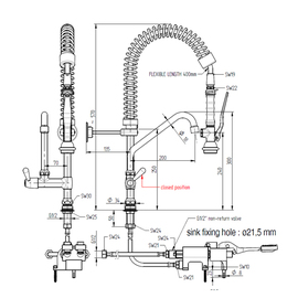 Geschirrspülbrause mit Fußpedal Ausladung 200 mm Produktbild 1 S