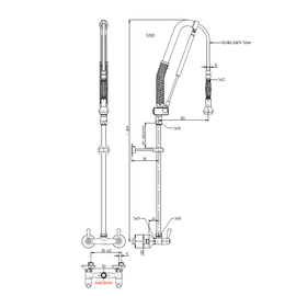 Geschirrspülbrause Zweiloch Wandarmatur | Aquastop | Zweihebelmischer Produktbild 1 S