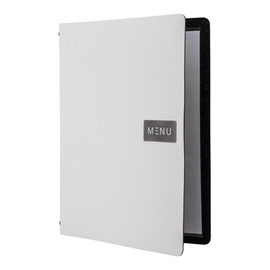Speisekarte RAW DIN A4 Leder weiß mit Aufschrift "MENU" inkl. Einlage Produktbild 1 S
