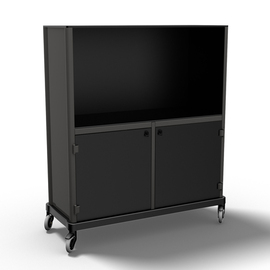 Serviceschrank schwarz fahrbar | 2 Flügeltüren | 1390 mm x 572 mm H 1800 mm Produktbild