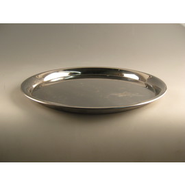 B-Ware | Serviertablett rund, aus Chromstahl, hochglänzend, Ø 41 cm, Höhe 2,2 cm, mit gebördeltem Rand, schwere Qualität Produktbild